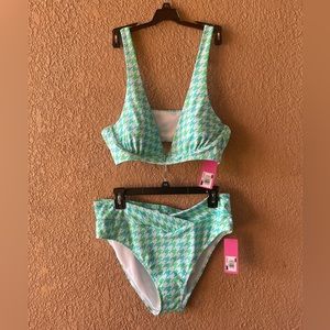 Ninety-Nine Houndstooth Print Matching Bikini Set Juniors Size XL (15-17) NWT